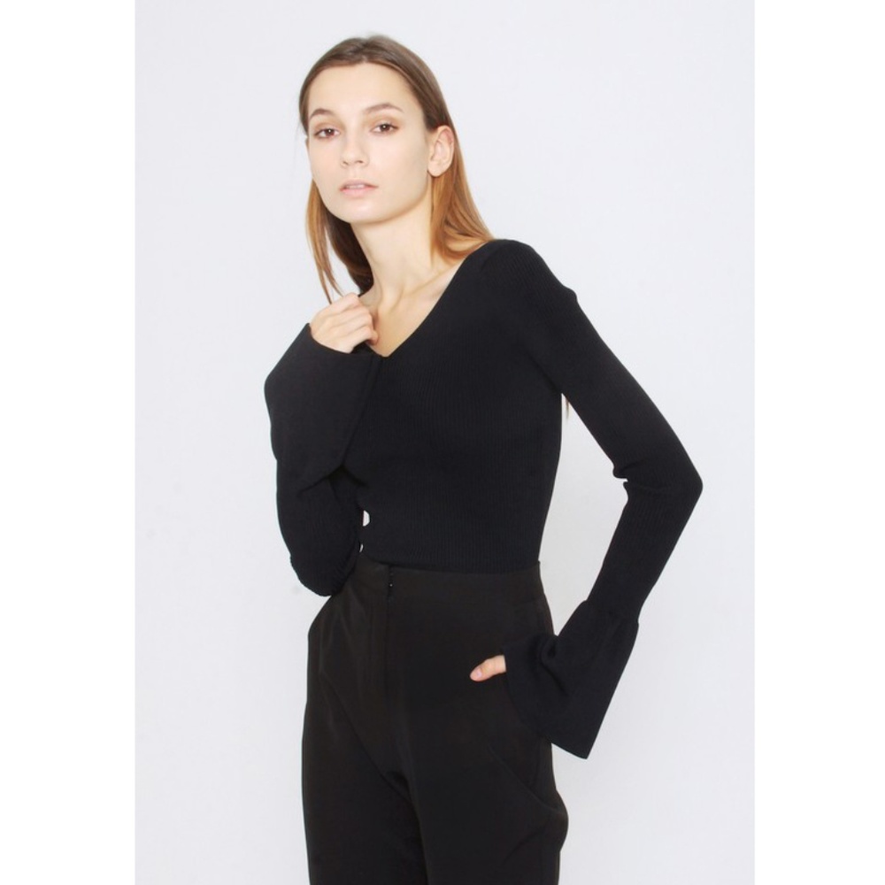 Black bell sleeve top